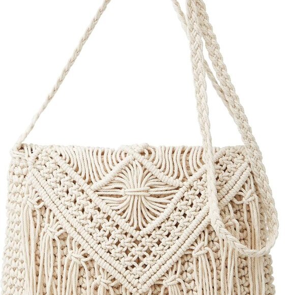 Handbags - Crochet Crossbody Bag for Women Summer Hobo Tote with Tassels Beach Bag